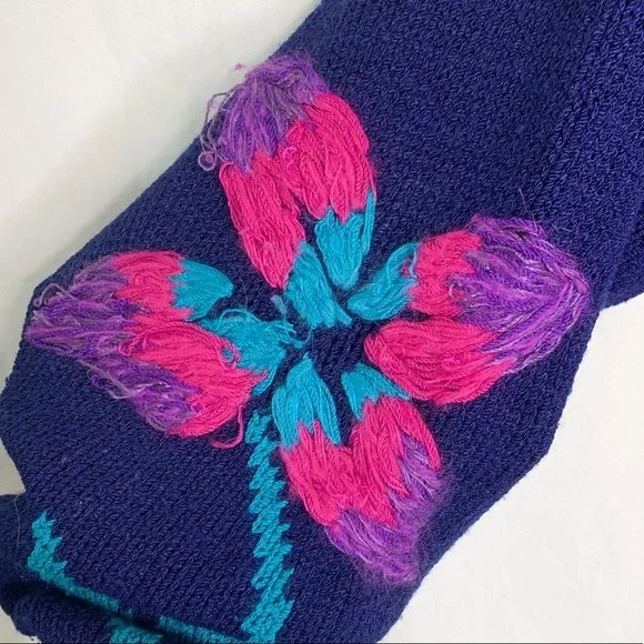 VINTAGE Lara Ferrante Floral Embroidered Purple Angora Blend Sweater - Picture 8 of 16